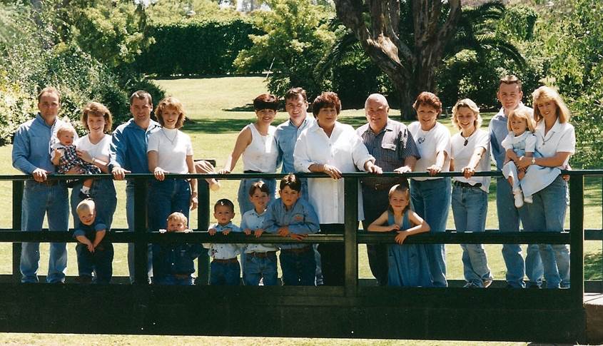 The extended Wright family gathered together